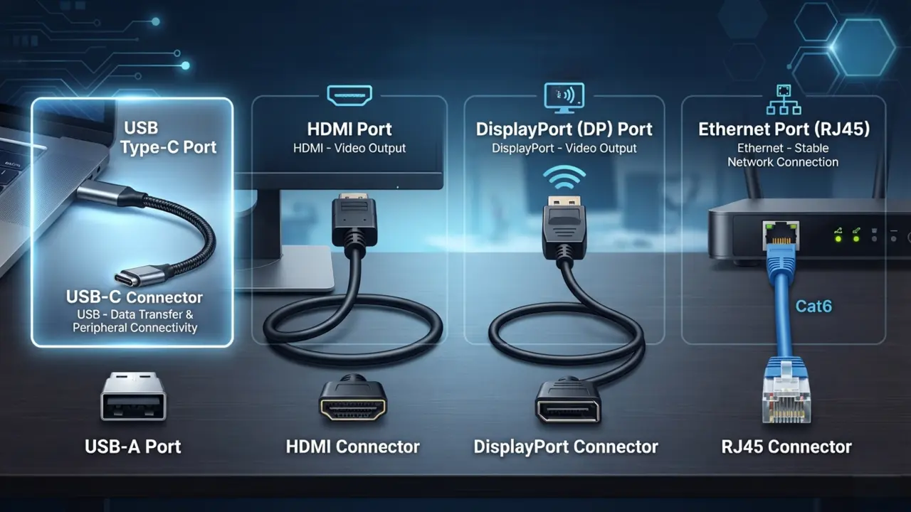 USB, HDMI, DisplayPort And Ethernet